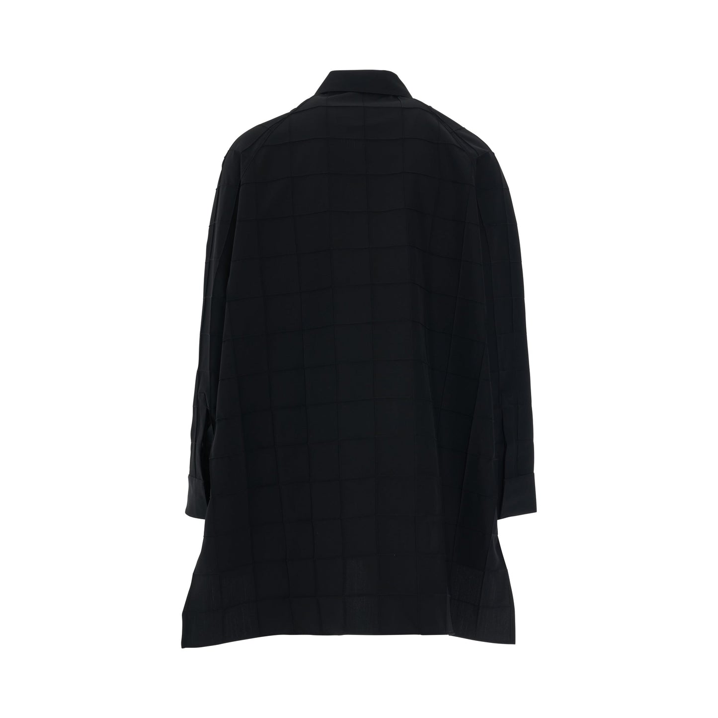 Raglan Sleeve Pintuck Overshirt in Black