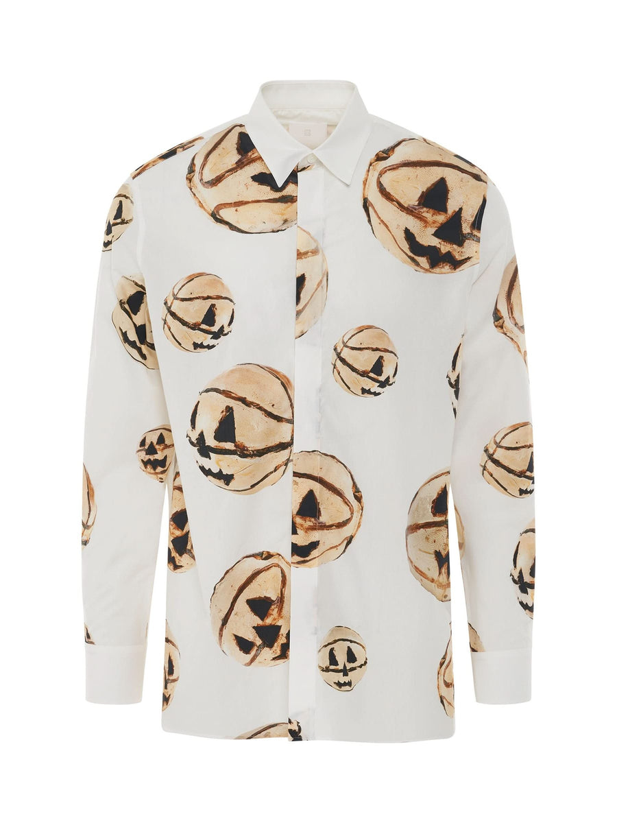 Boxy Fit Print Shirt in White/Yellow