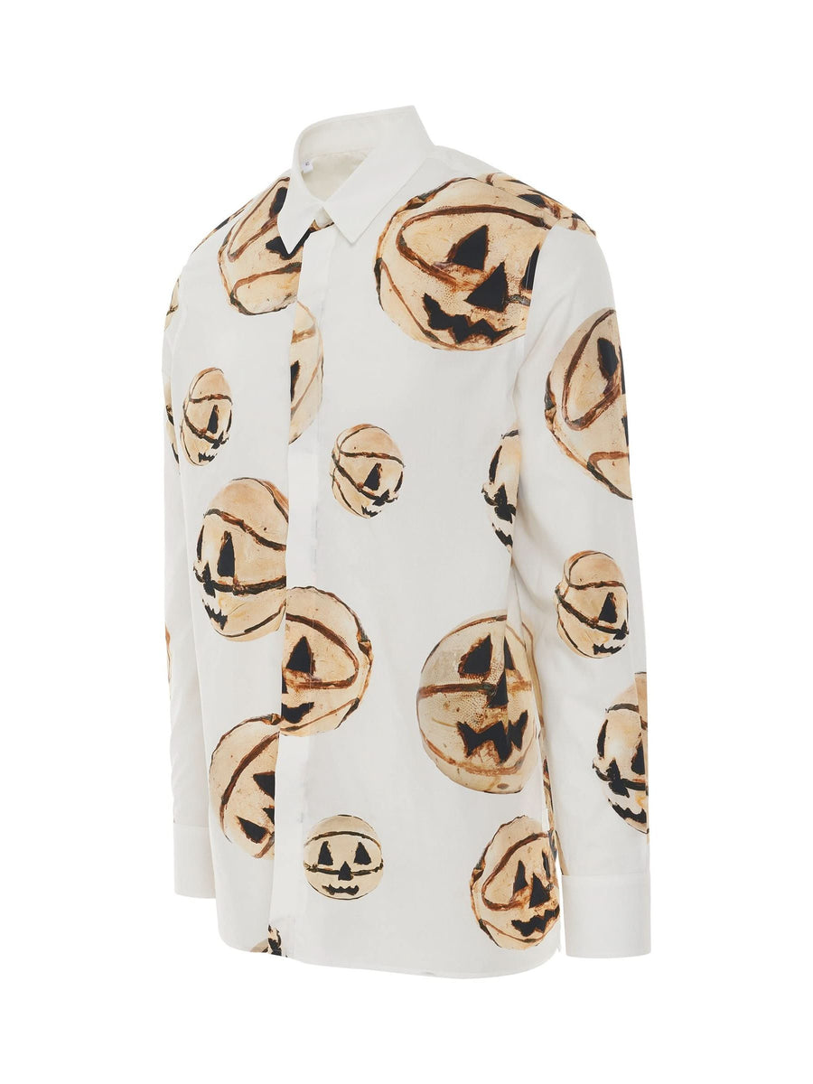Boxy Fit Print Shirt in White/Yellow