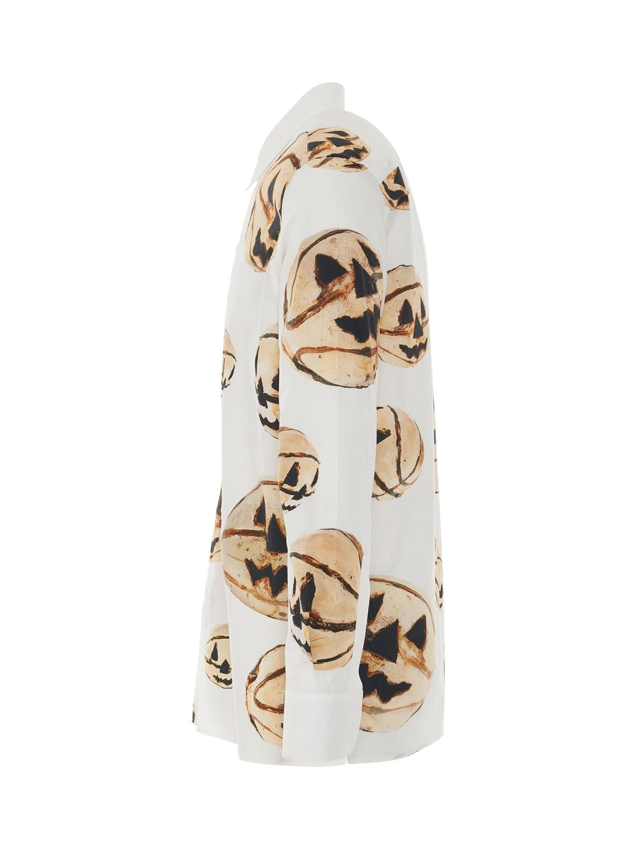 Boxy Fit Print Shirt in White/Yellow