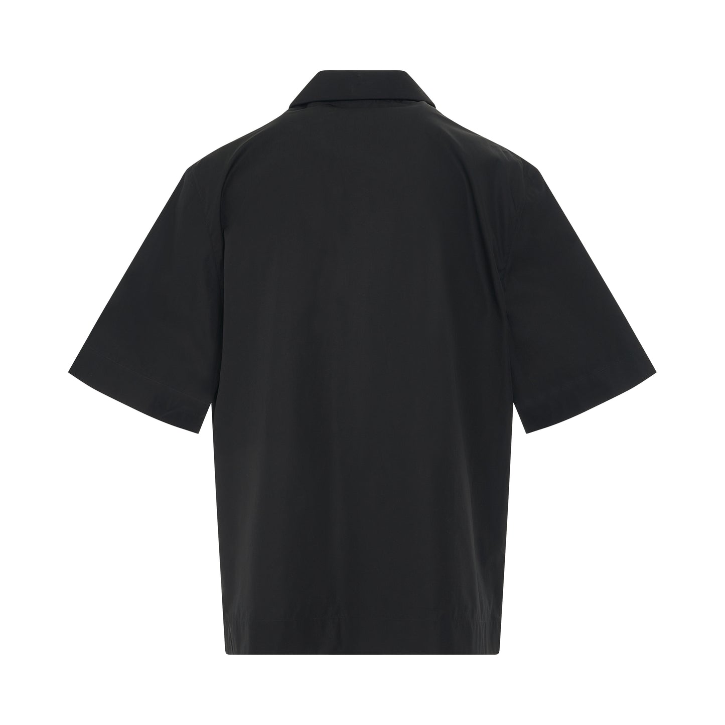 Logo Print Poplin Classic Short Sleeve Shirt in Black