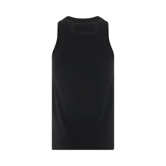 Slim Fit Tank Top with Square Collar in Black