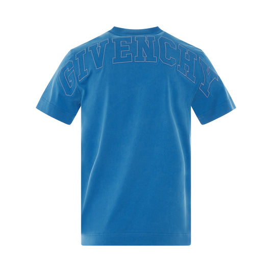 Slim Fit Print Logo T-Shirt in Medium Blue