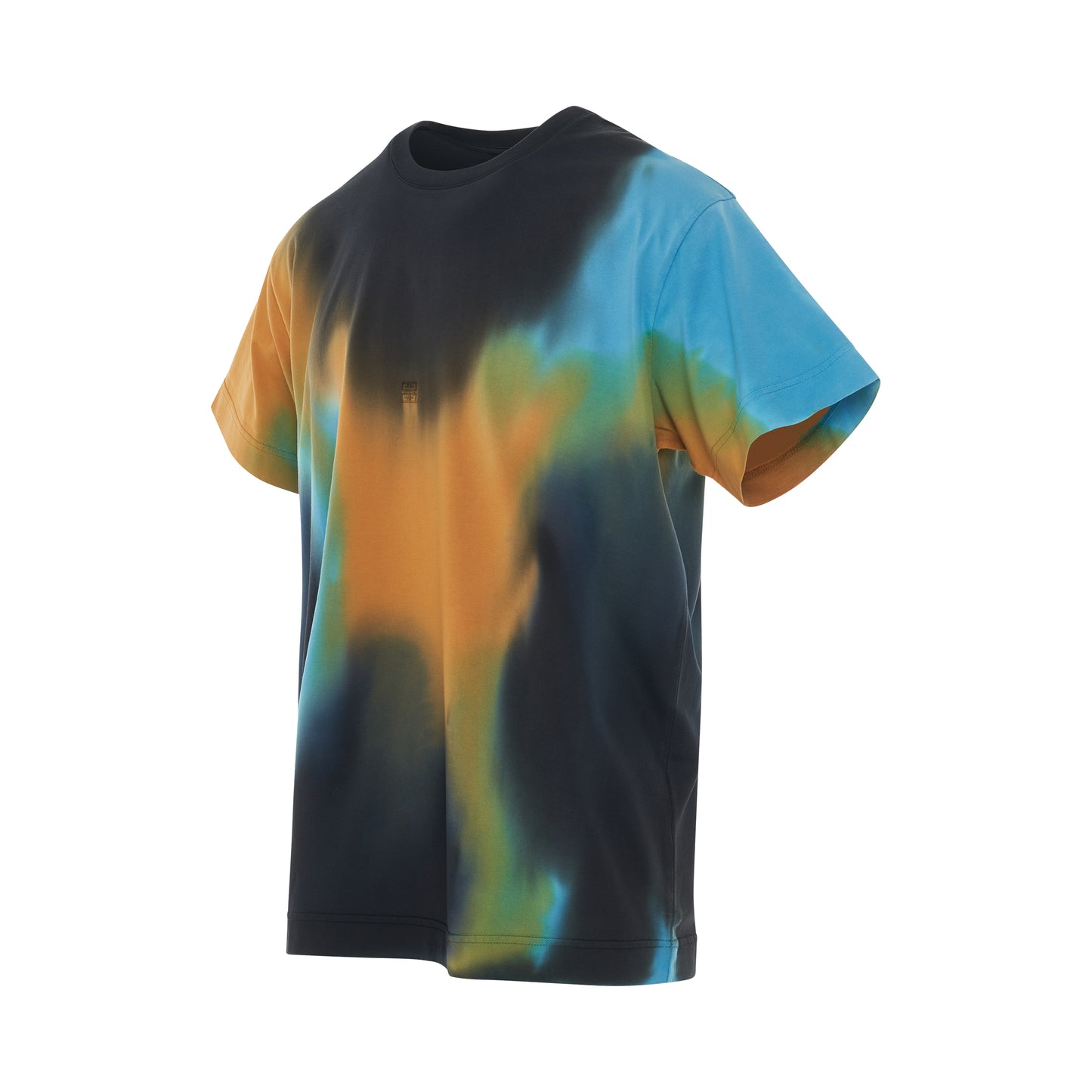 4G Embroidered Oversized Tiedye Back Cut T-Shirt in Black/Blue