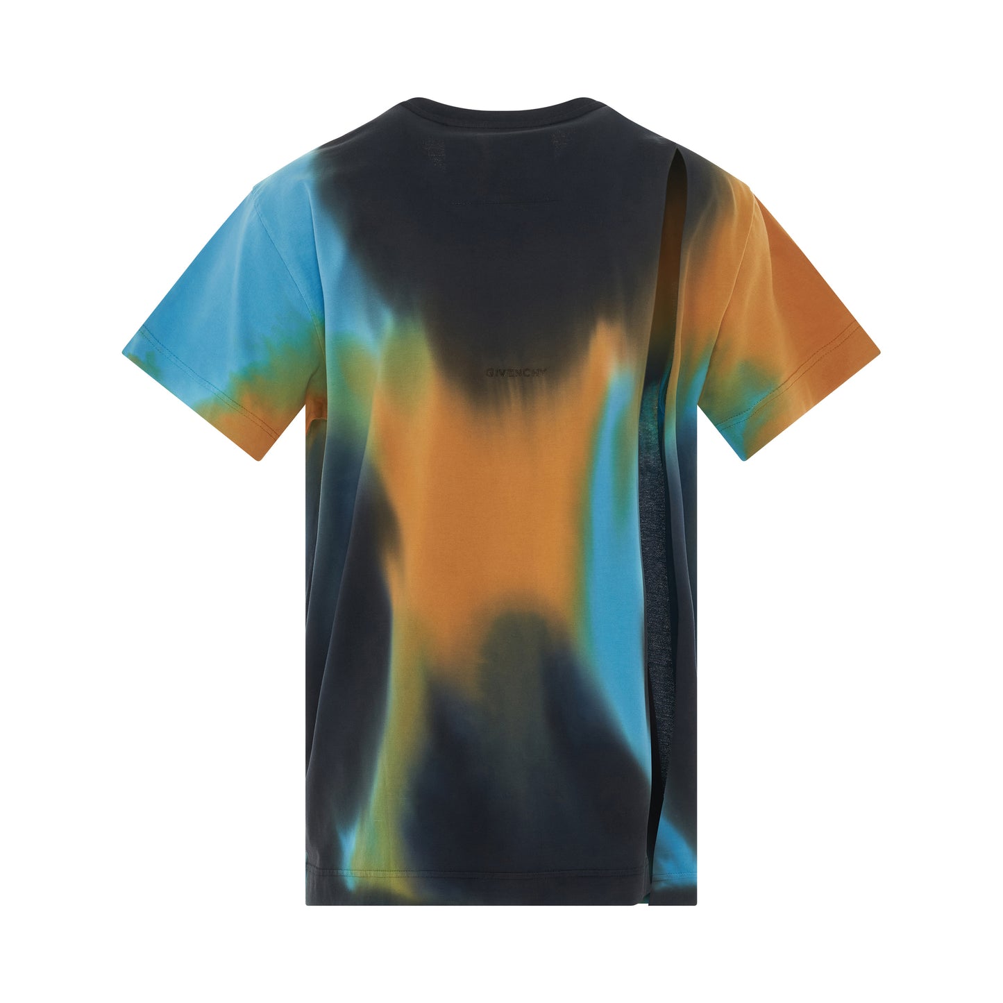 4G Embroidered Oversized Tiedye Back Cut T-Shirt in Black/Blue