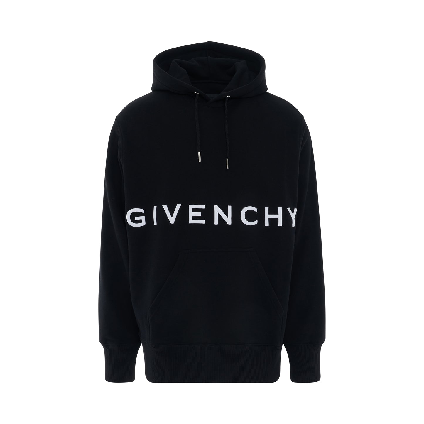 Embroidered Logo Classic Fit Hoodie in Black