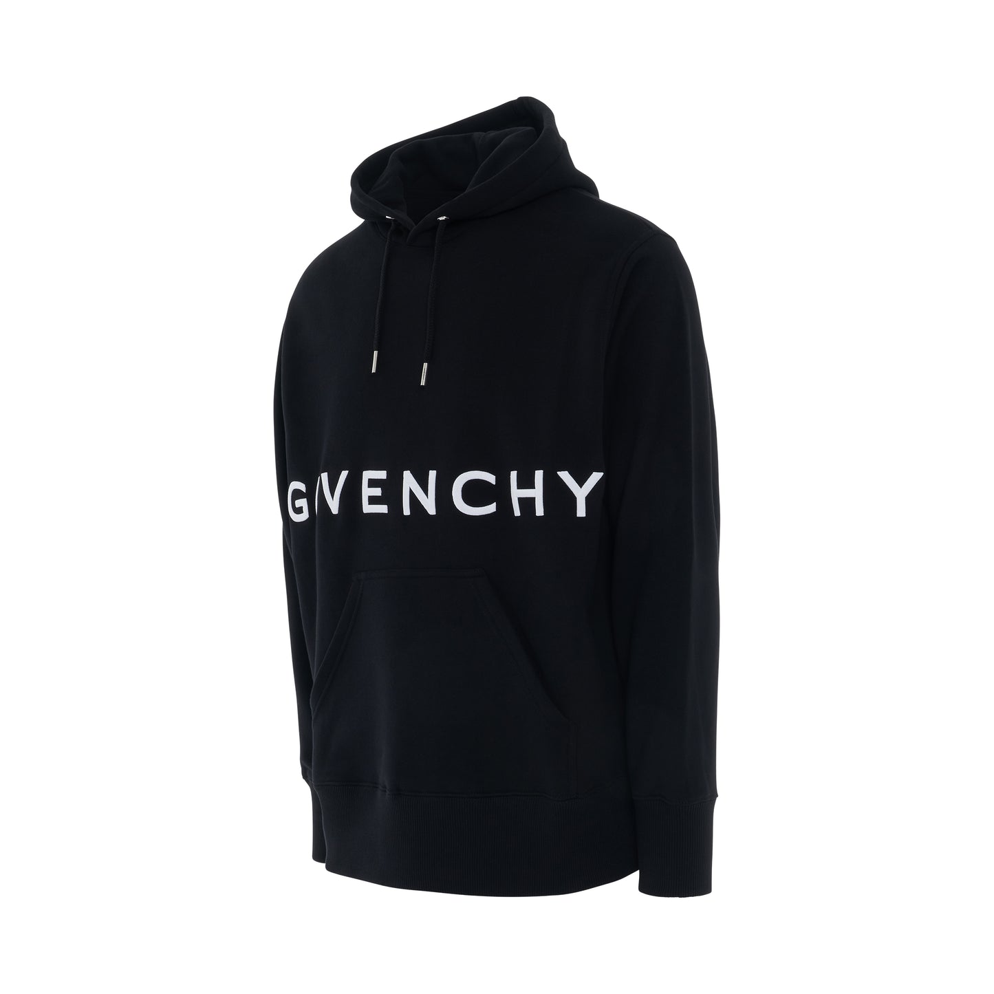 Embroidered Logo Classic Fit Hoodie in Black