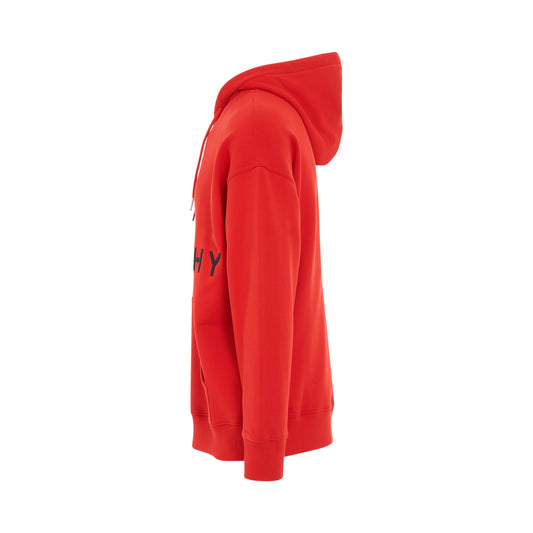 Slim Fit Hoodie in Embroidered Felpa in Red