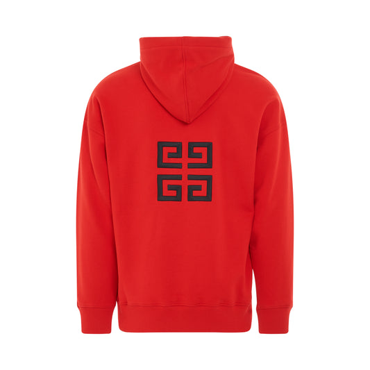 Slim Fit Hoodie in Embroidered Felpa in Red