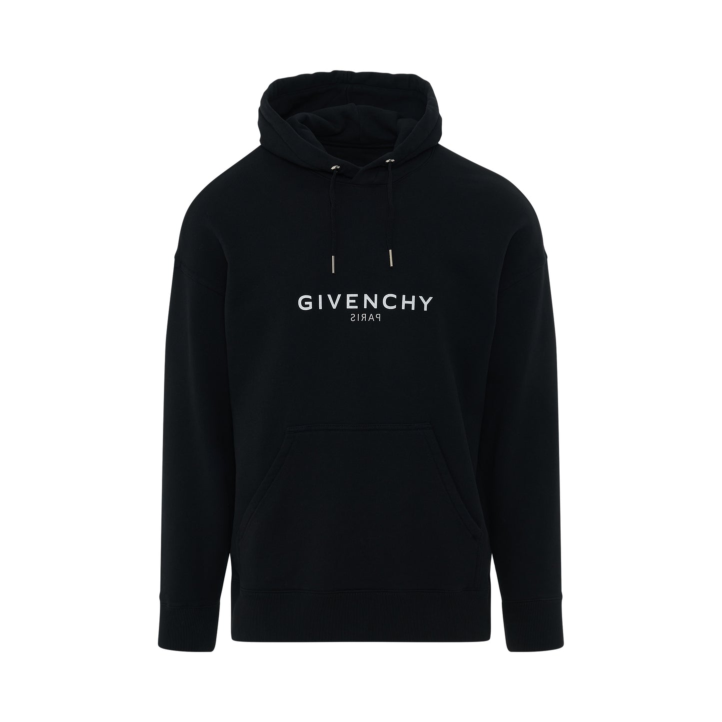 Reverse Logo Slim Fit Hoodie in Black