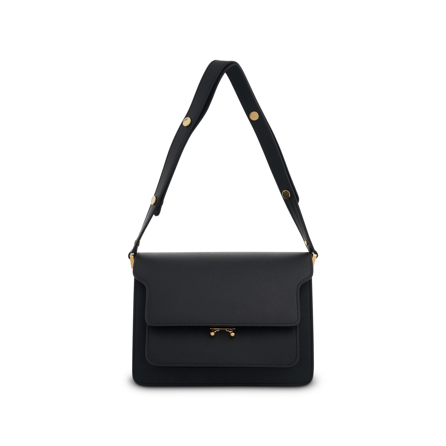 Trunk Medium Saffiano Leather Bag in Black