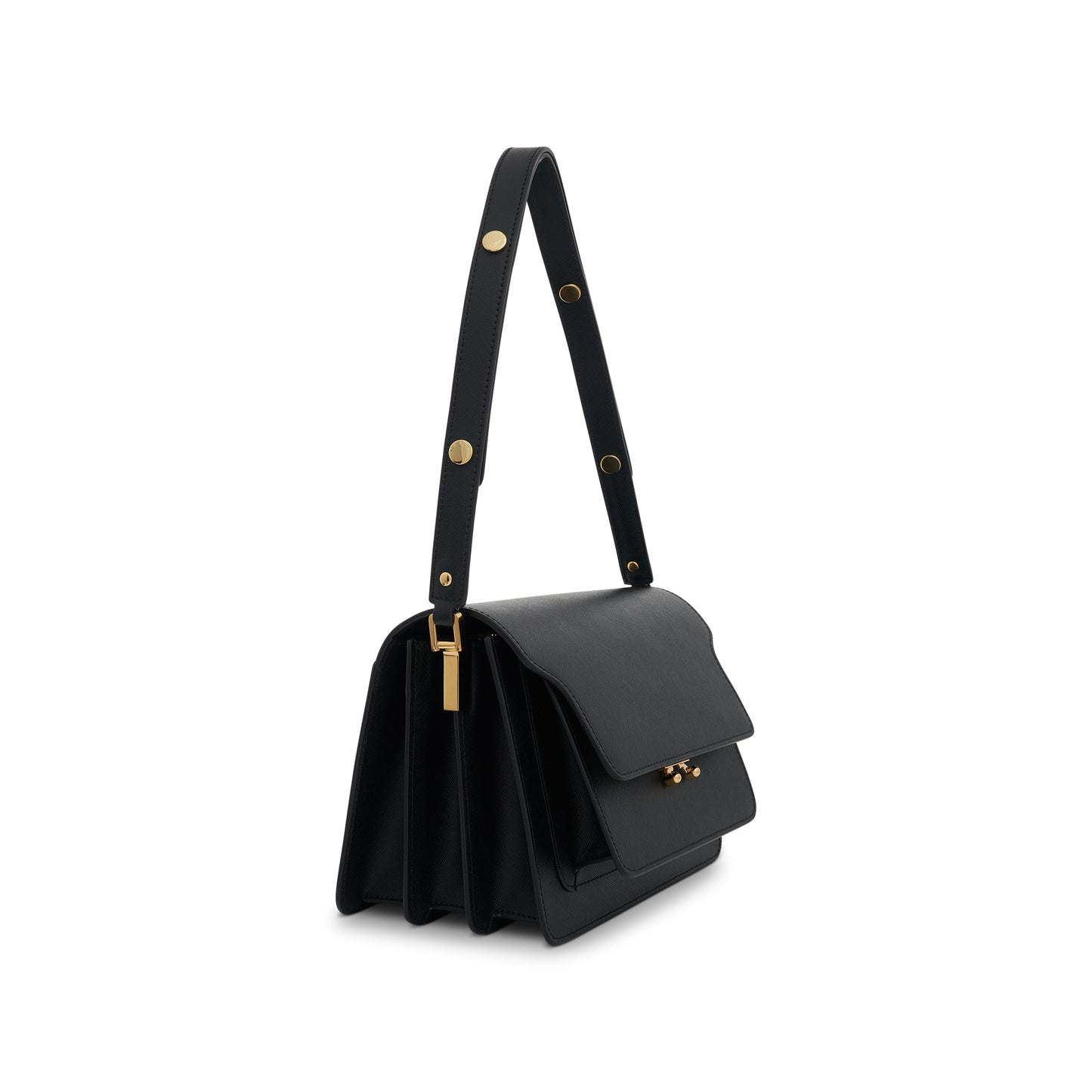 Trunk Medium Saffiano Leather Bag in Black