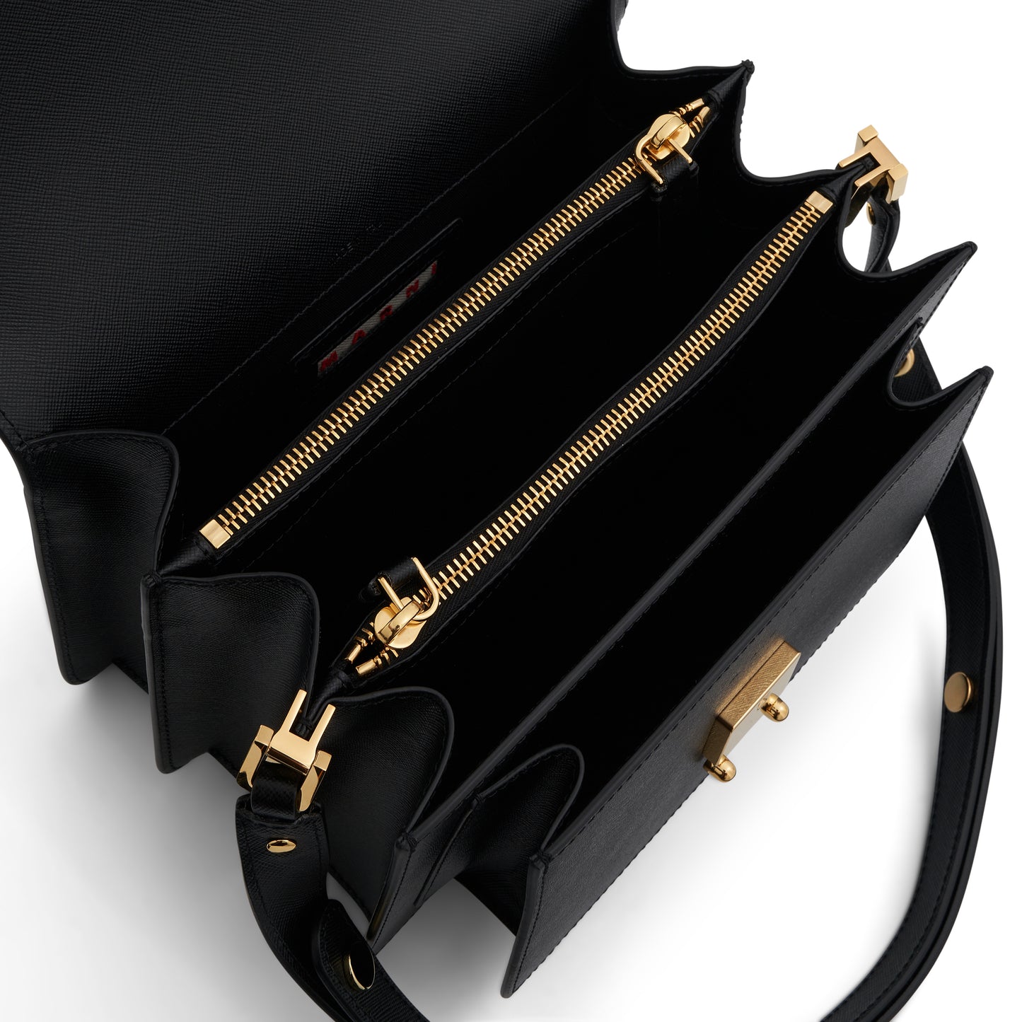 Trunk Medium Saffiano Leather Bag in Black