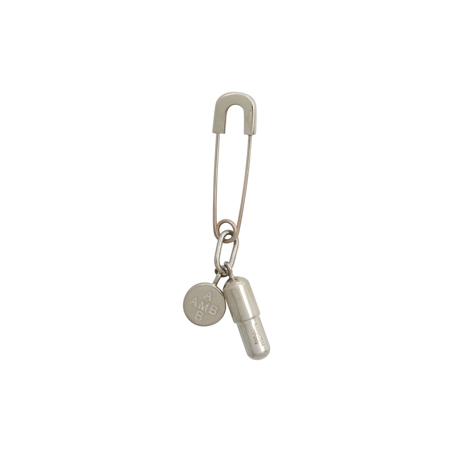 Pill Charm With Safety Pin Earring in Silver