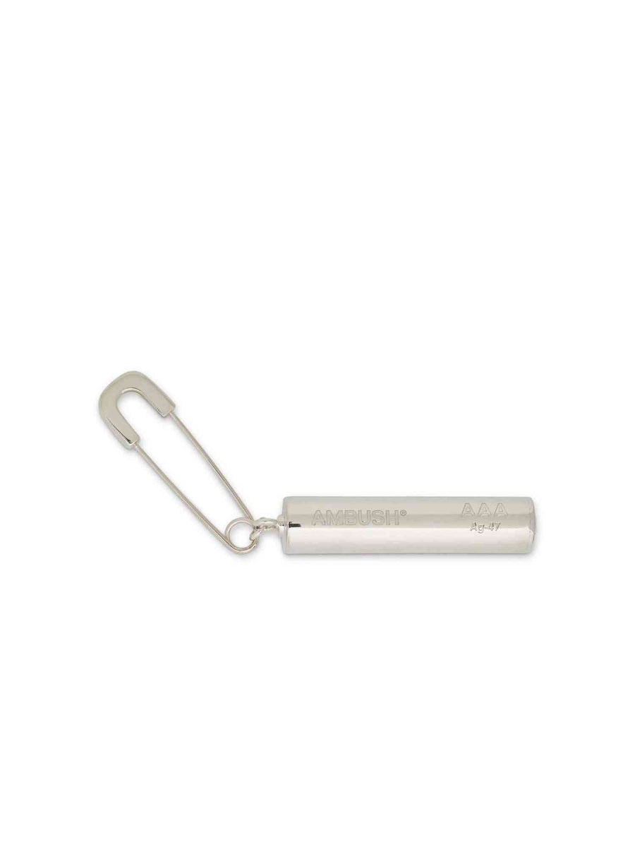 Earring with Battery Charm in Silver