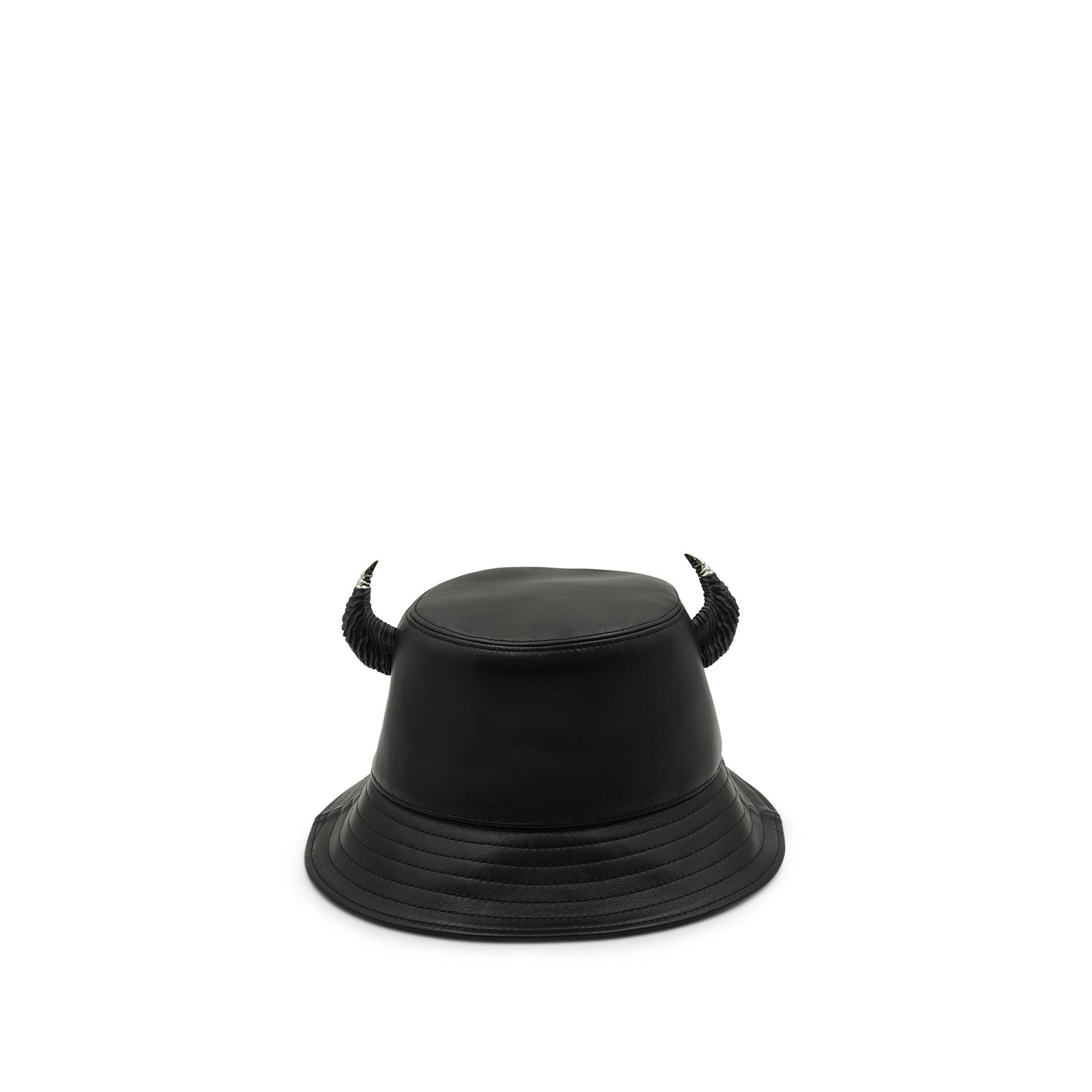 Bucket Hat with Horns in Black