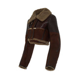Shearling Biker Jacket in Beige/Brown