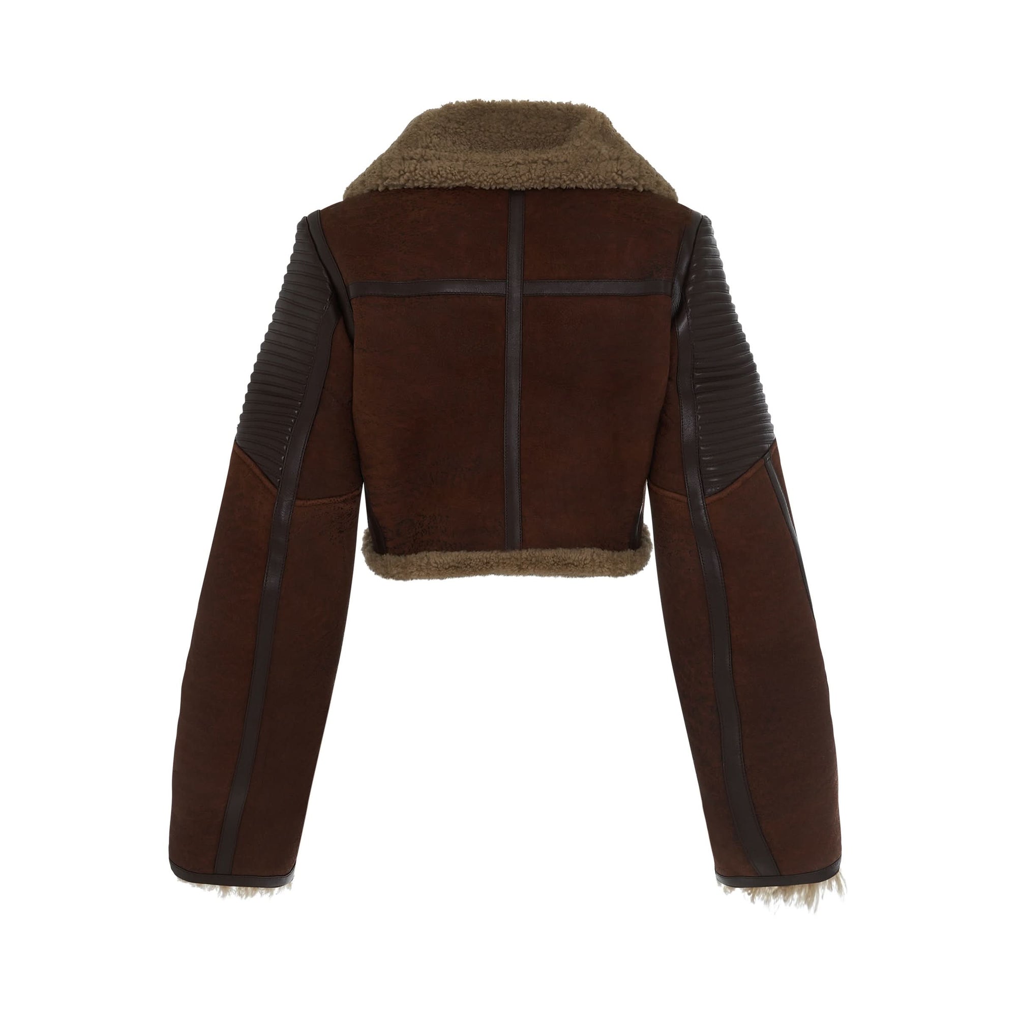 Shearling Biker Jacket in Beige/Brown