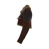 Shearling Biker Jacket in Beige/Brown