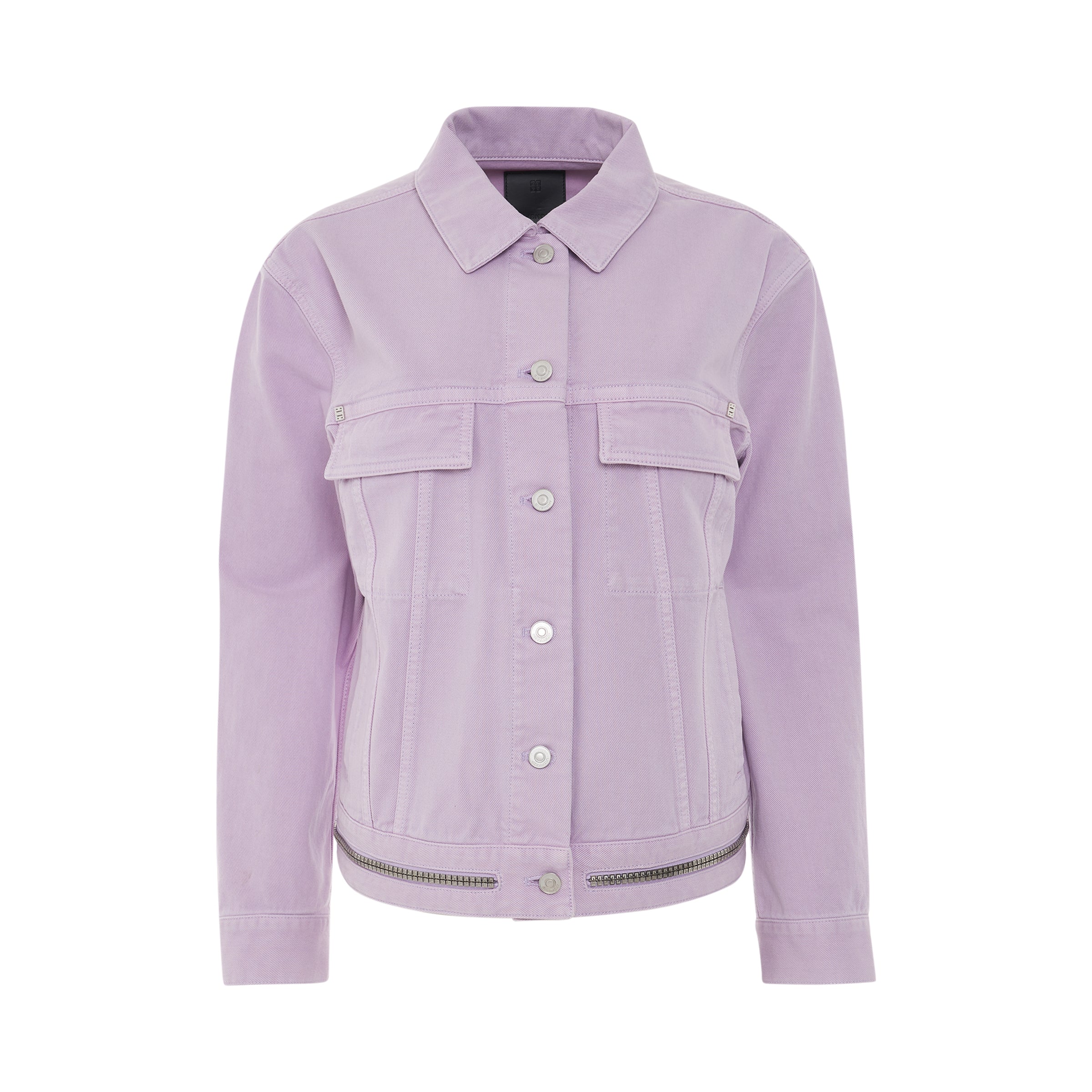 Oversized Trucker Denim Jacket with Zip in Lilac