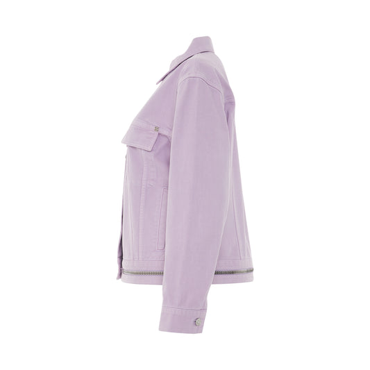 Oversized Trucker Denim Jacket with Zip in Lilac