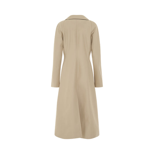 Cotton Twill Trench Coat in Light Beige