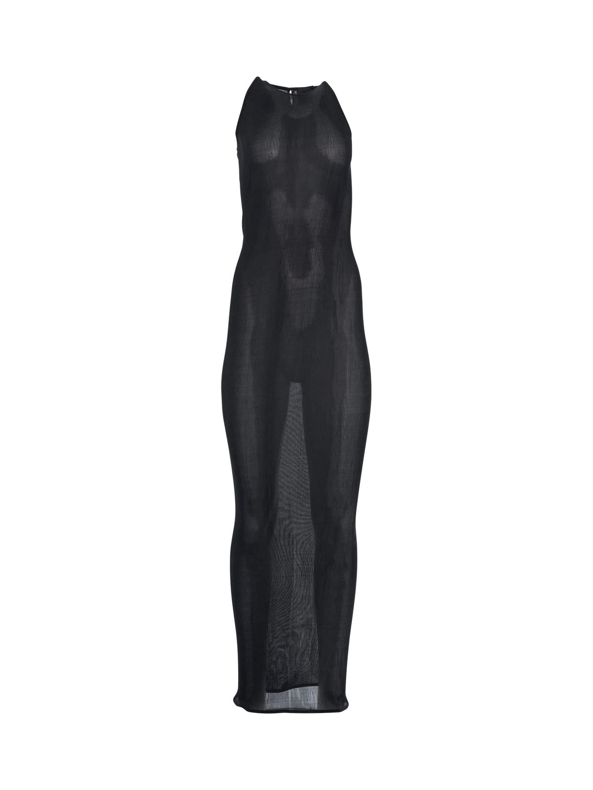 블랙 홀터 롱 실크 드레스