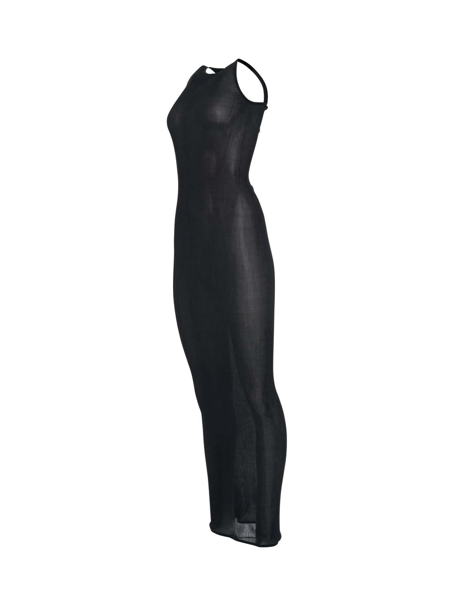 Halter Long Silk Dress in Black