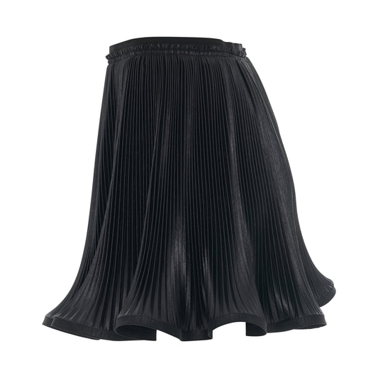 Mini Pleated Skirt with Ruffled Bottom in Black