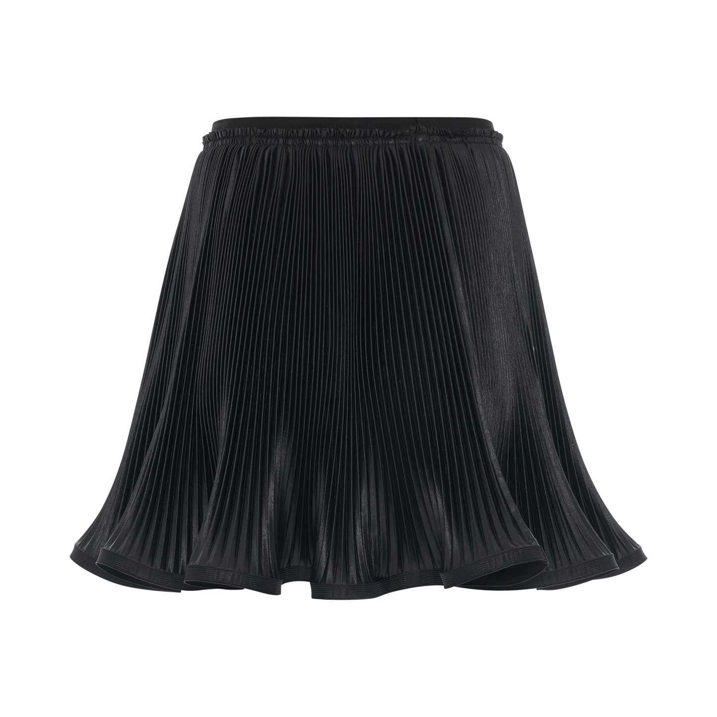 Mini Pleated Skirt with Ruffled Bottom in Black