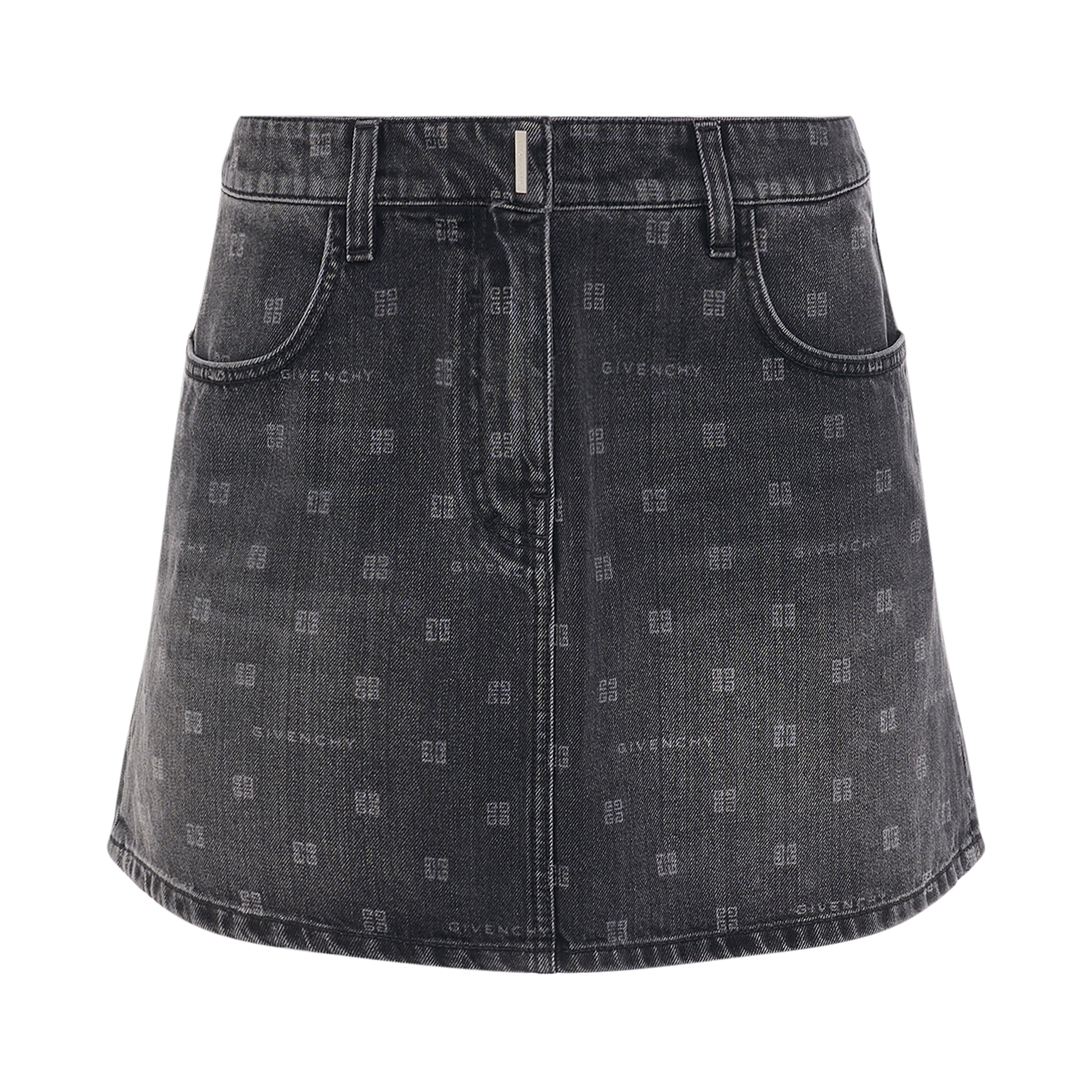 4G Laser Vintage Denim Skirt in Black