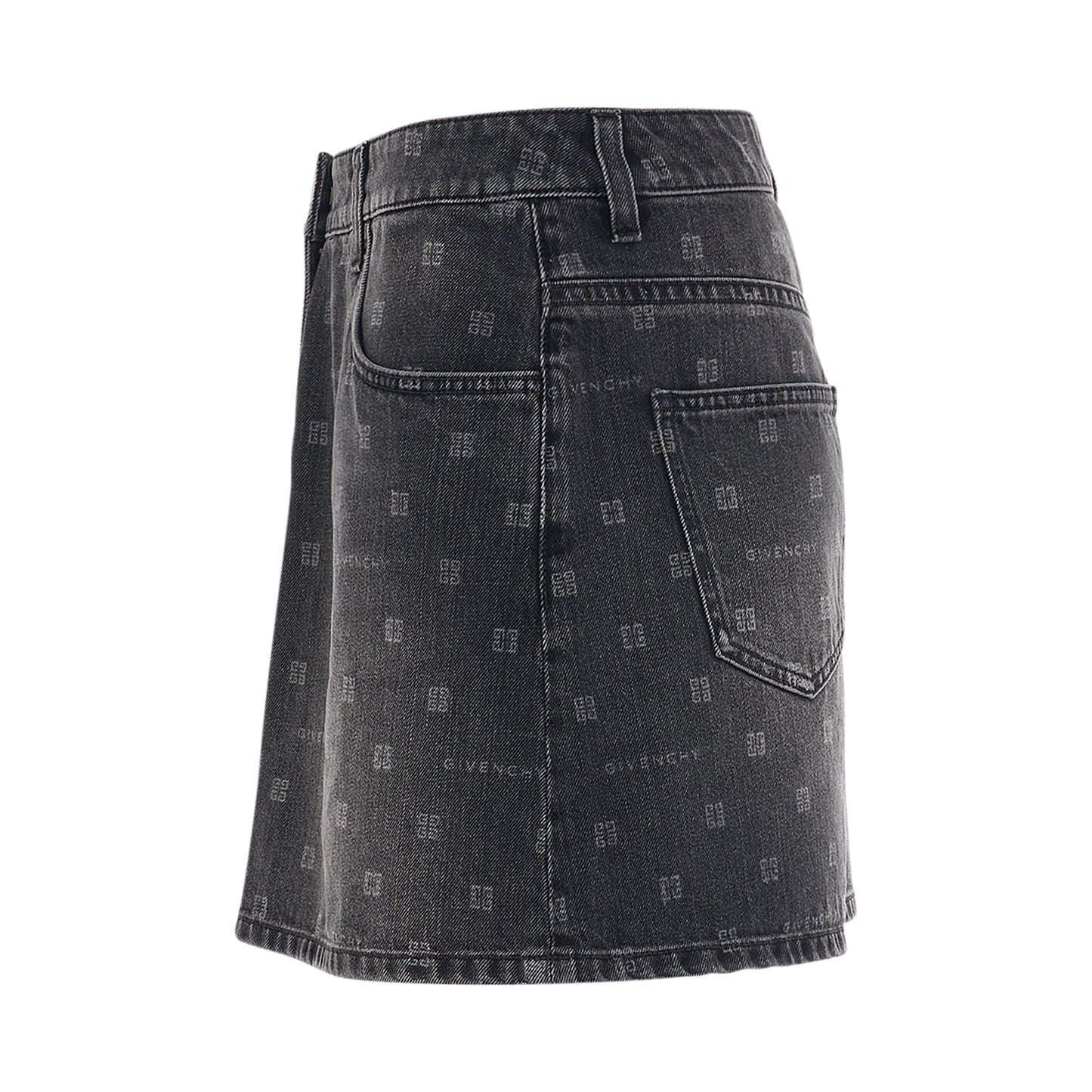 4G Laser Vintage Denim Skirt in Black