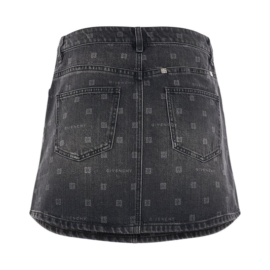 4G Laser Vintage Denim Skirt in Black