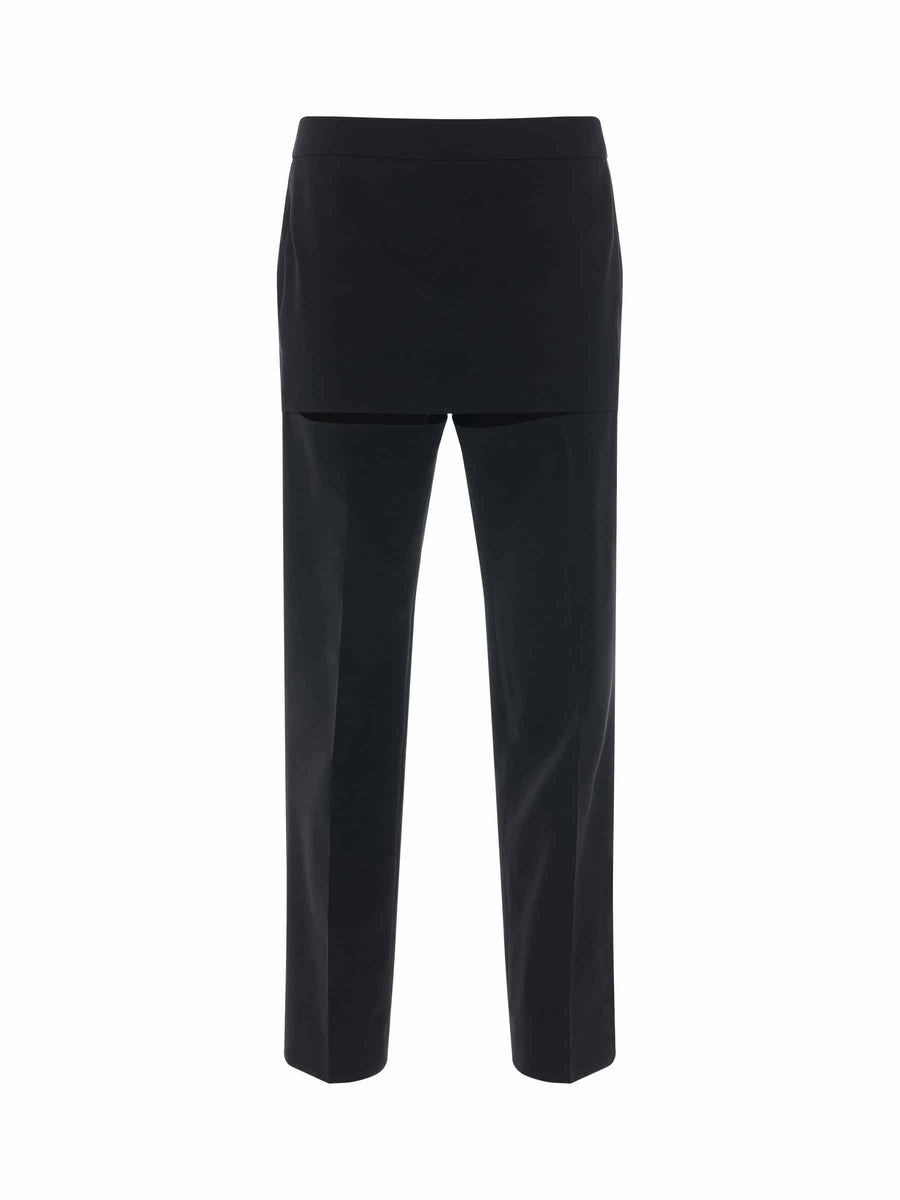 Slim Fit Trousers with Skirt Detail in Black
