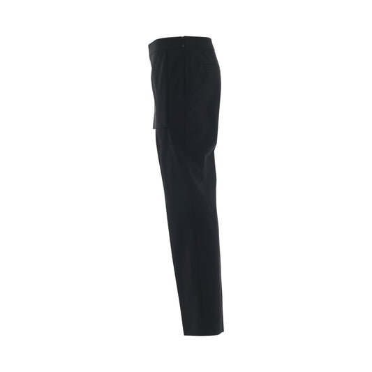 Slim Fit Trousers with Skirt Detail in Black