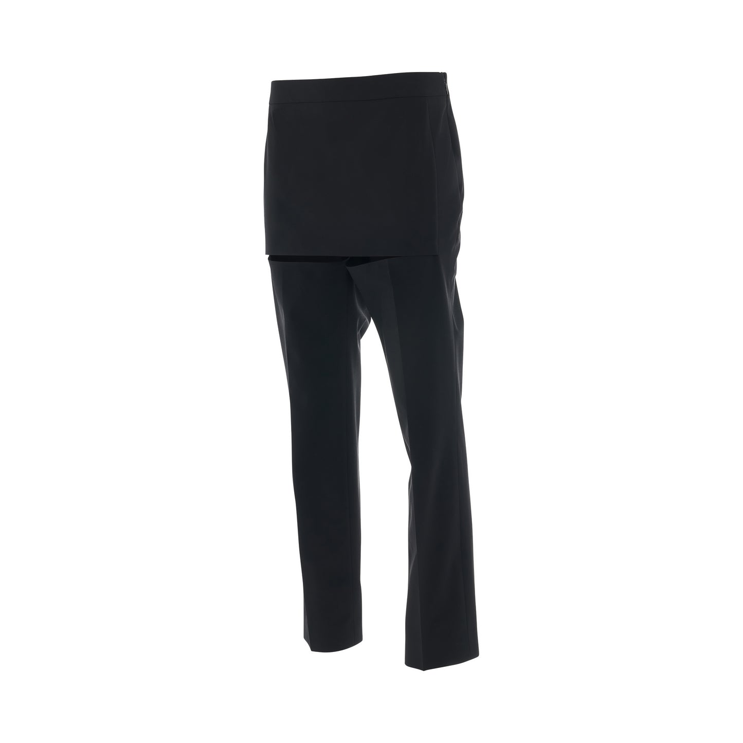 Slim Fit Trousers with Skirt Detail in Black
