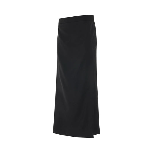 Slim Trousers with Long Apron in Black