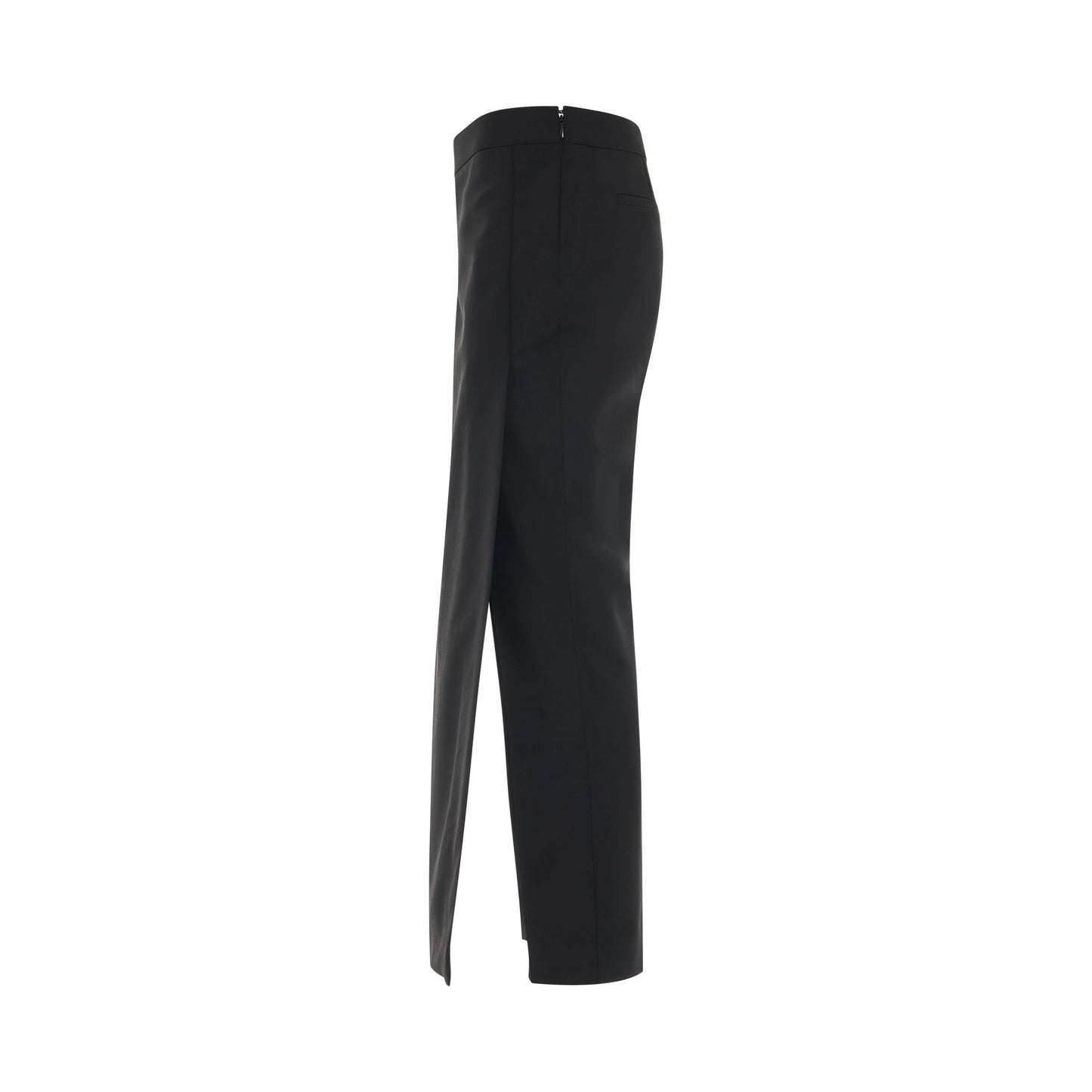 Slim Trousers with Long Apron in Black