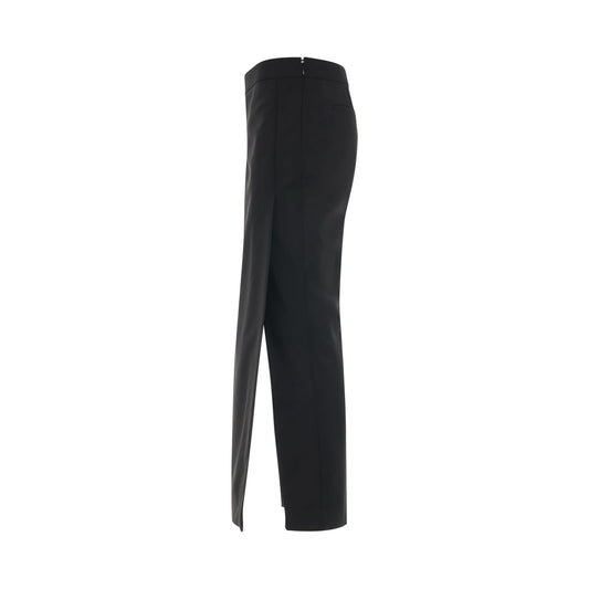 Slim Trousers with Long Apron in Black