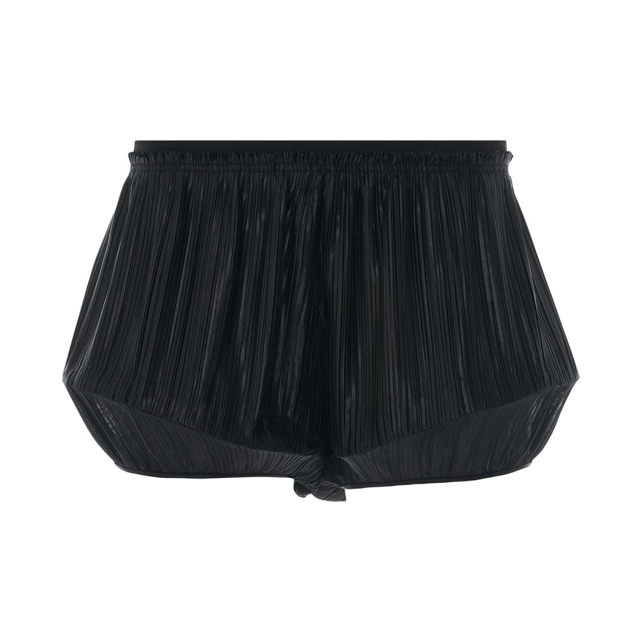 Pleated Structured Shorts in Black