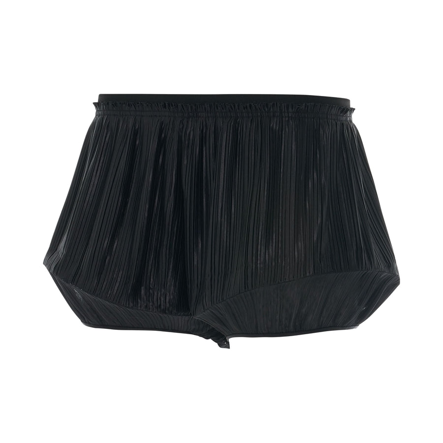 Pleated Structured Shorts in Black