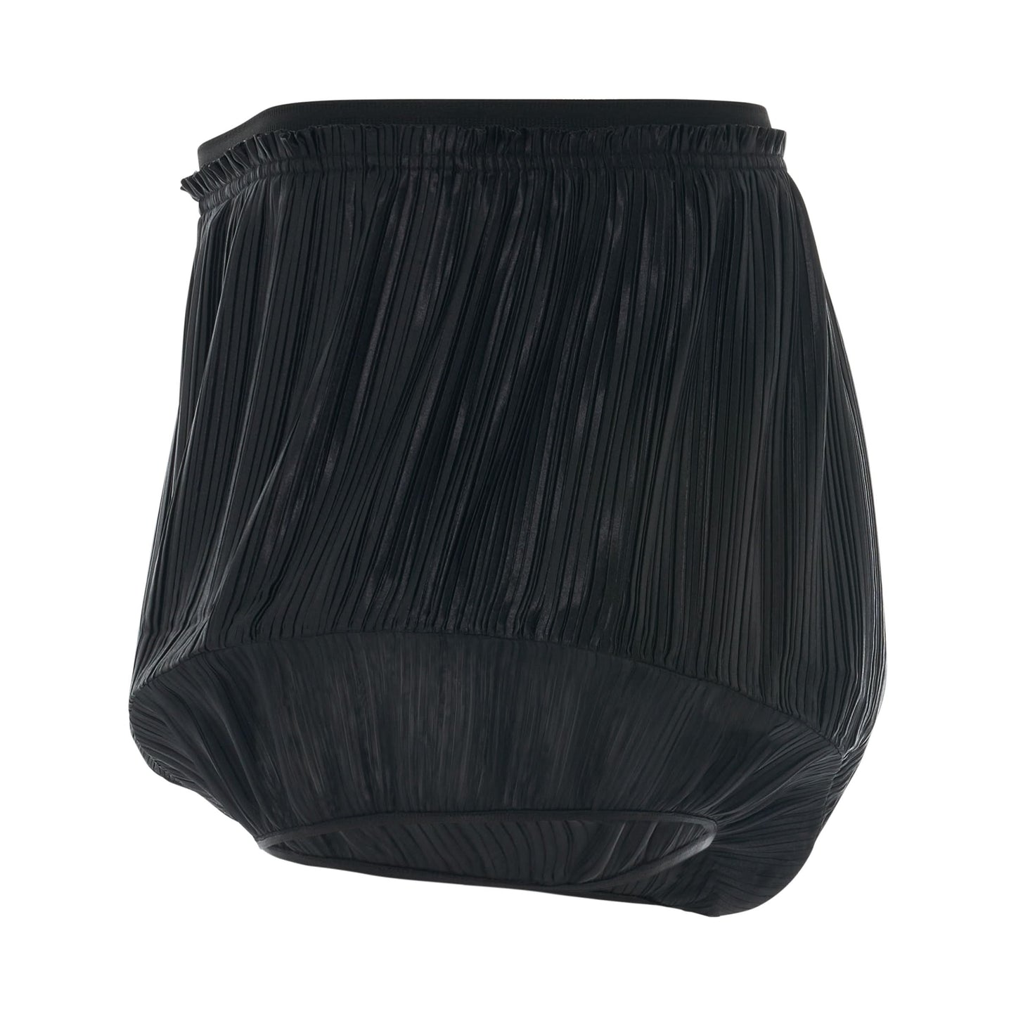 Pleated Structured Shorts in Black