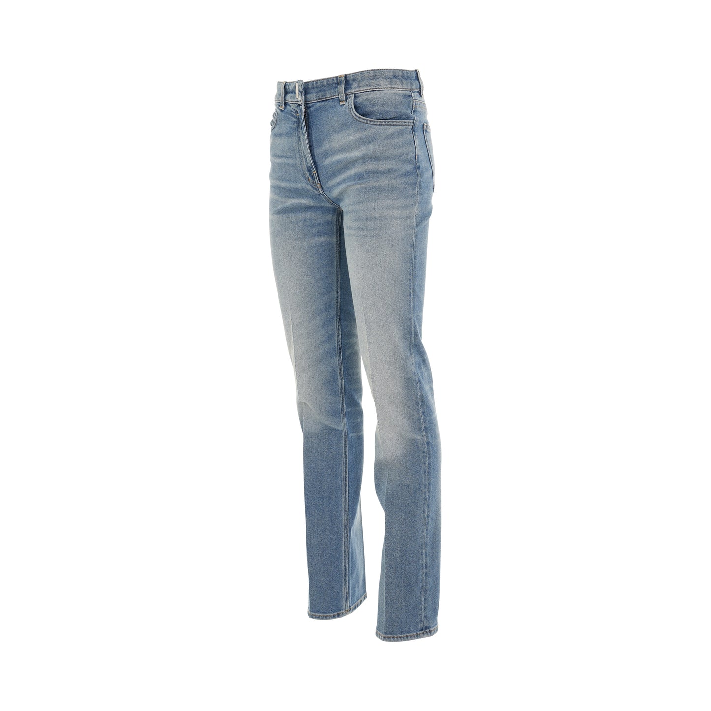 Washed Stretch Denim Jeans in Light Blue