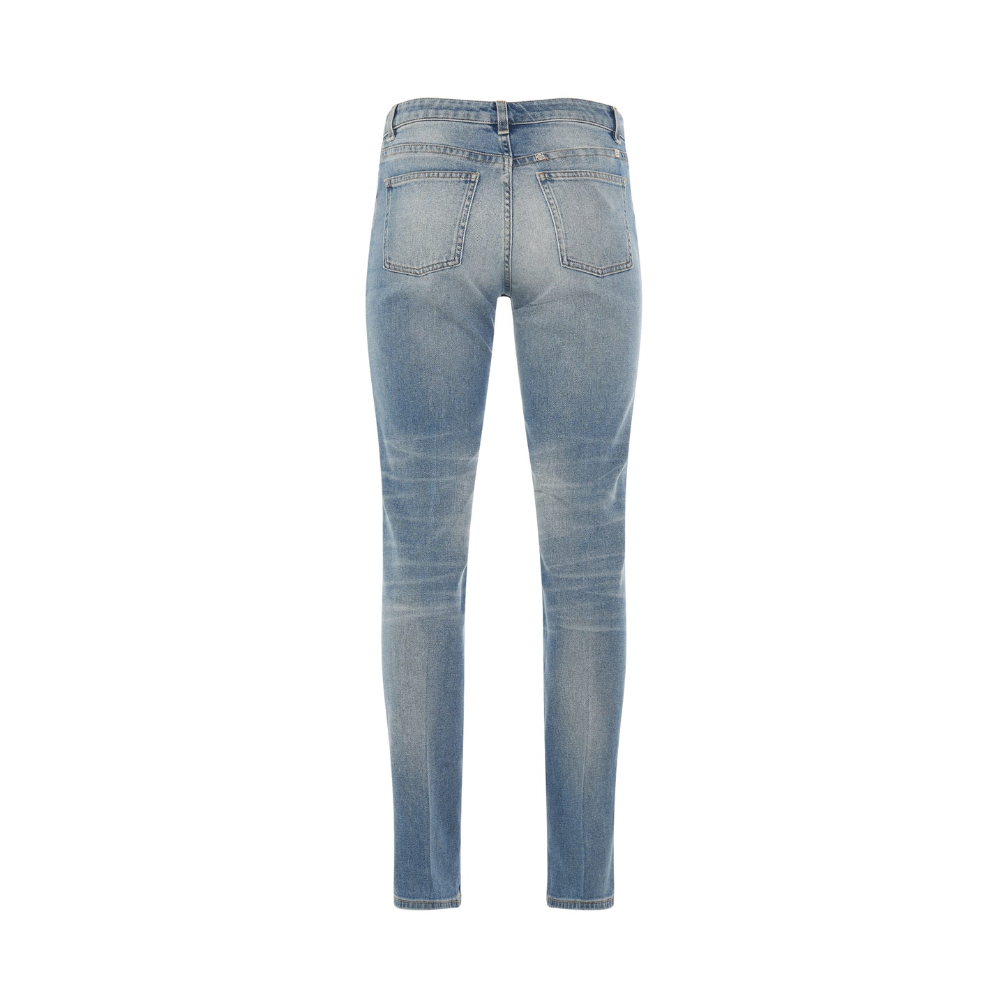 Washed Stretch Denim Jeans in Light Blue