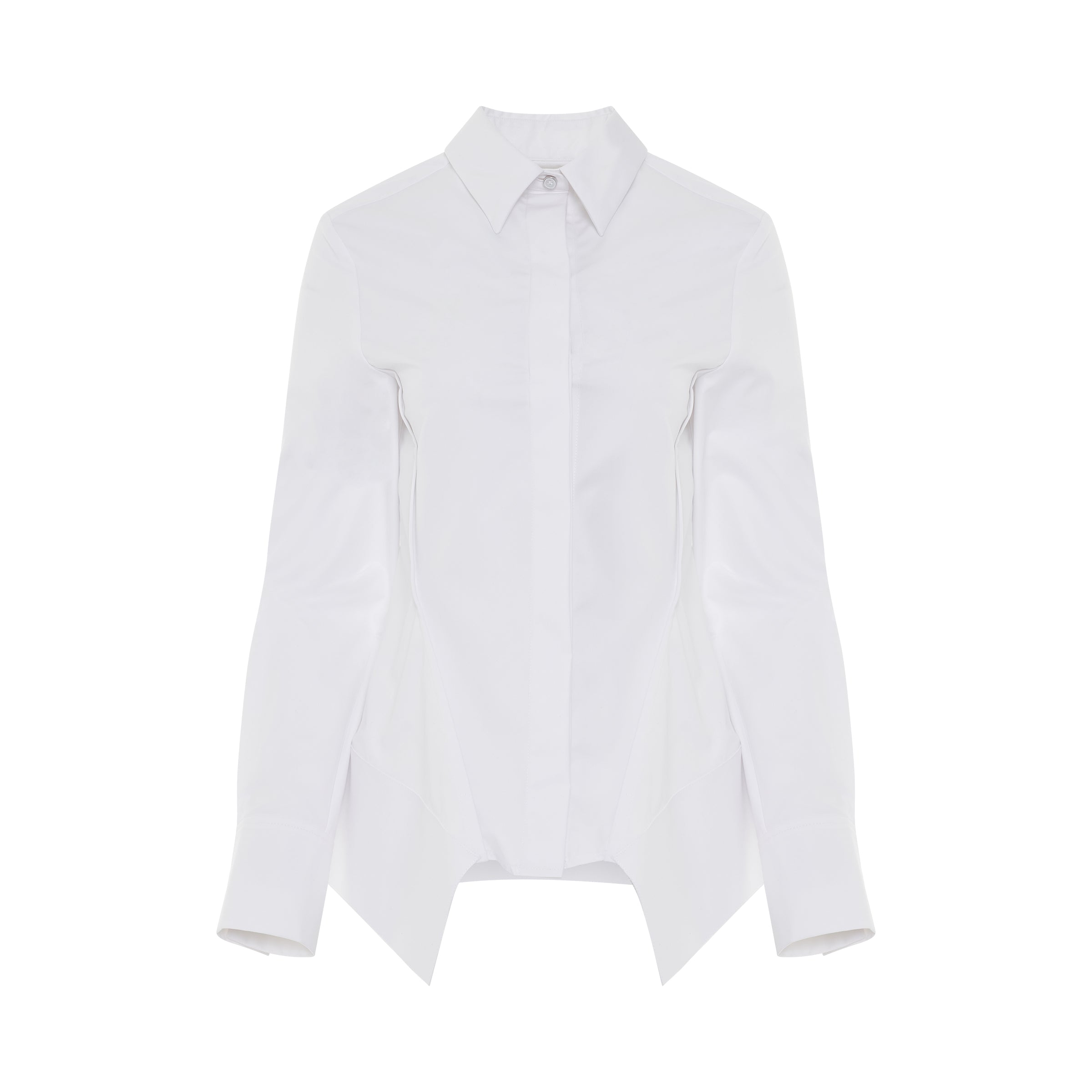 Peplum Long Sleeve Shirt in White