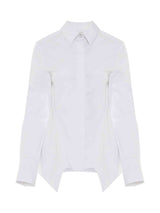 Peplum Long Sleeve Shirt in White