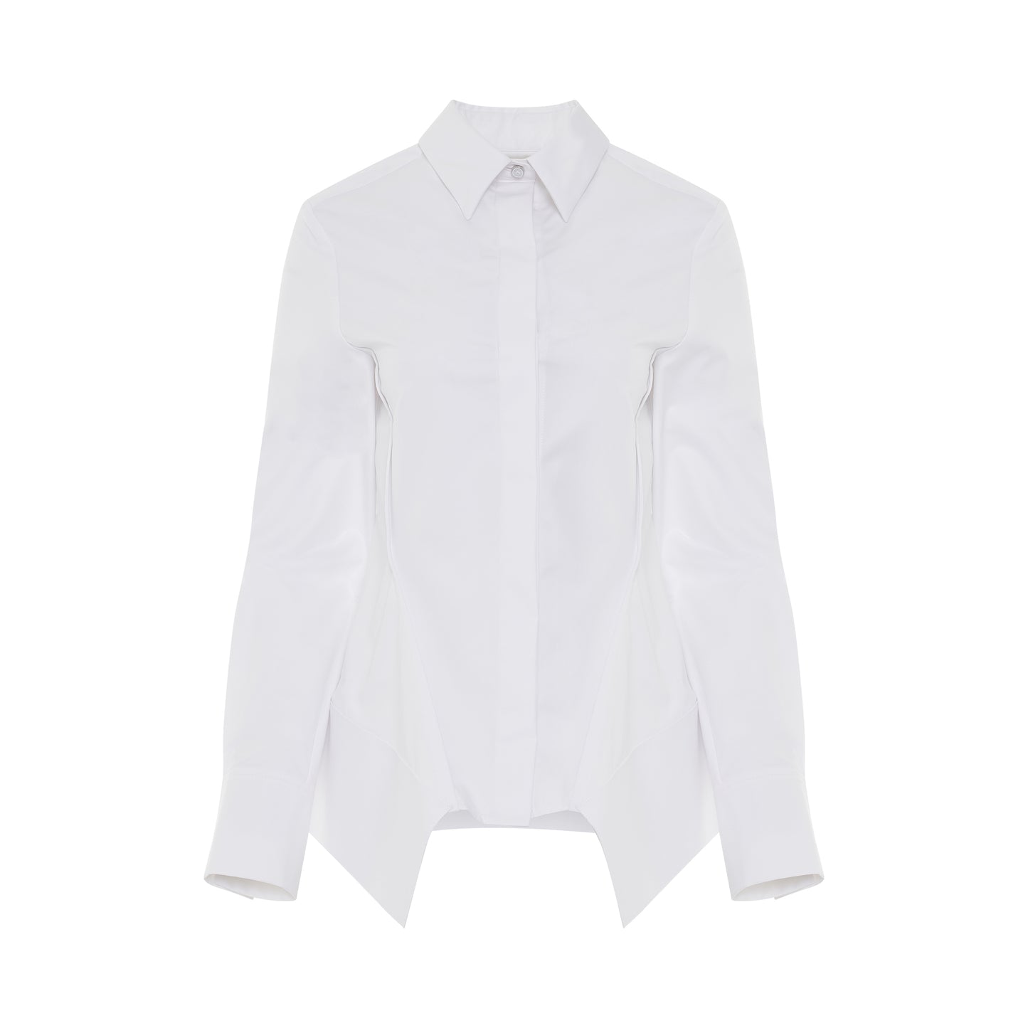 Peplum Long Sleeve Shirt in White