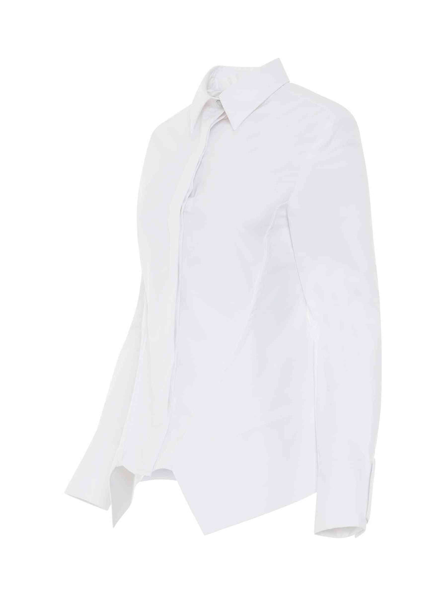 Peplum Long Sleeve Shirt in White