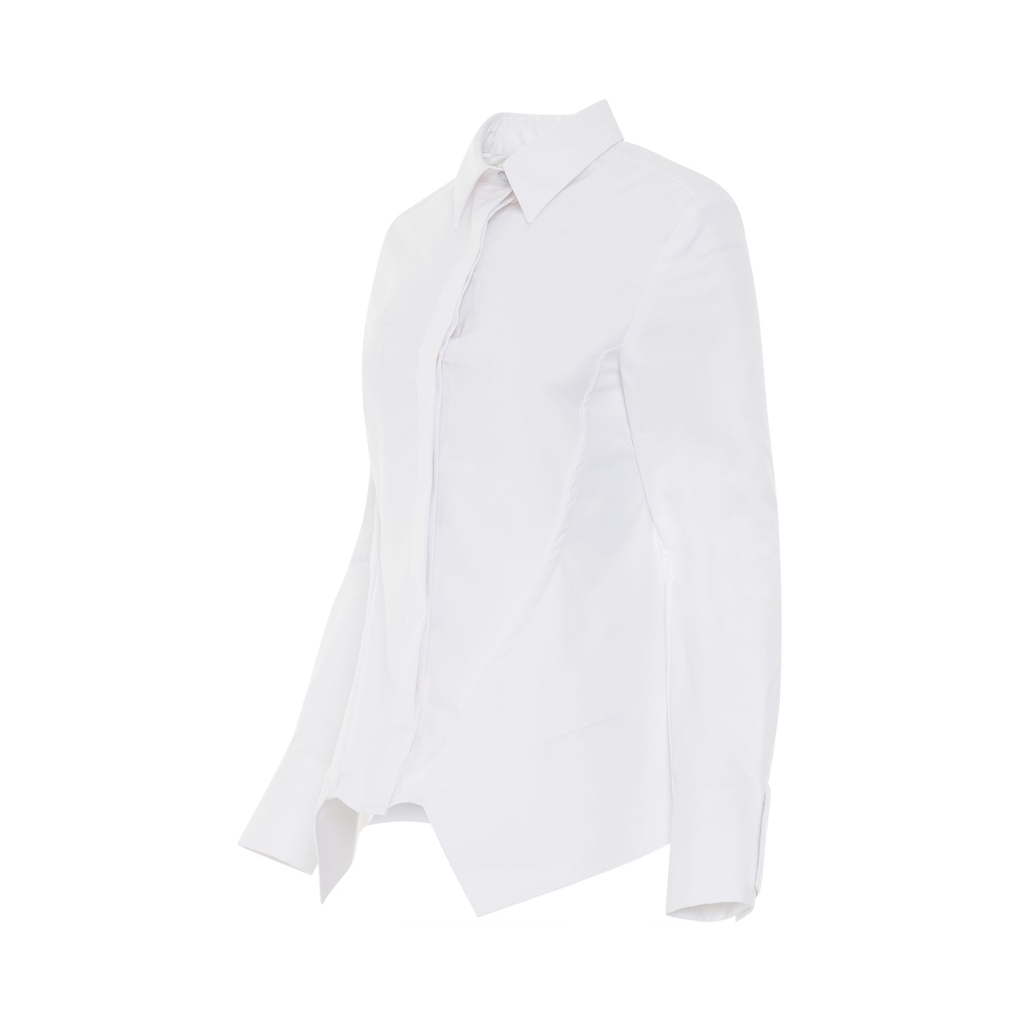 Peplum Long Sleeve Shirt in White