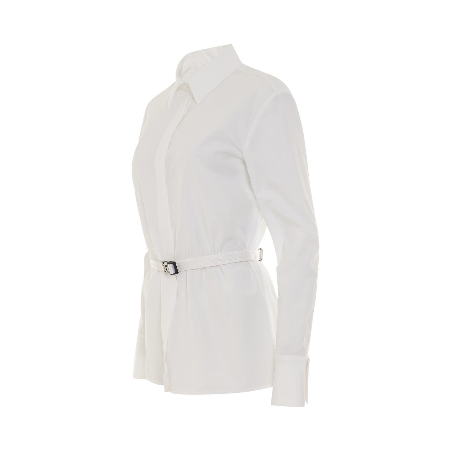 Classic Poplin Shirt with Belt in White